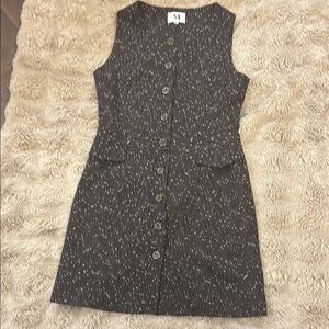 Vintage brown Sleeveless Sheath Mini Dress Crew Neck